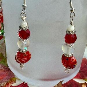 Santa Red and Snow White Earrings
